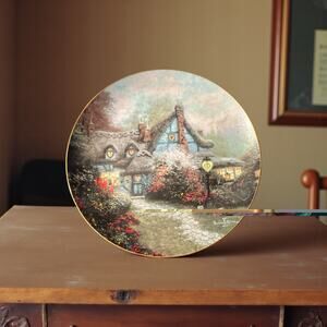 Thomas Kinkade Sweetheart Cottage Enchanted Cottages Collectors Plate 8”